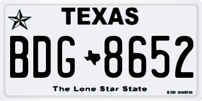 TX license plate BDG8652