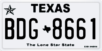 TX license plate BDG8661