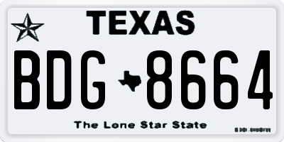 TX license plate BDG8664