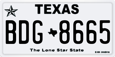 TX license plate BDG8665