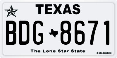 TX license plate BDG8671