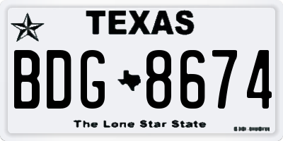 TX license plate BDG8674