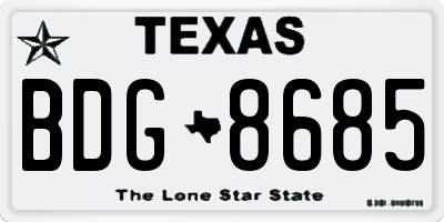 TX license plate BDG8685