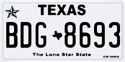 TX license plate BDG8693