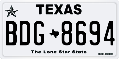 TX license plate BDG8694