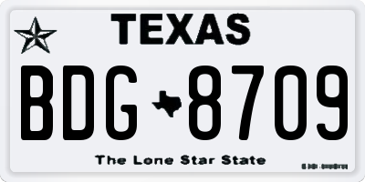 TX license plate BDG8709