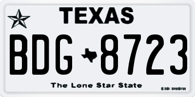 TX license plate BDG8723