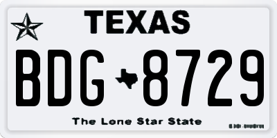 TX license plate BDG8729