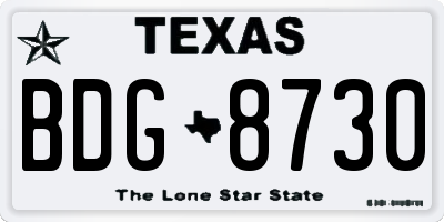 TX license plate BDG8730