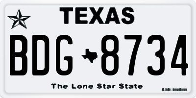 TX license plate BDG8734