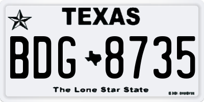 TX license plate BDG8735