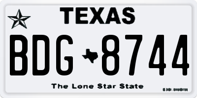 TX license plate BDG8744