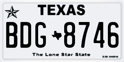 TX license plate BDG8746