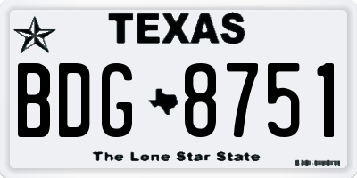 TX license plate BDG8751