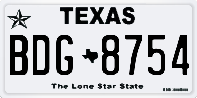TX license plate BDG8754