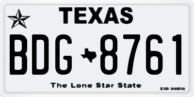 TX license plate BDG8761