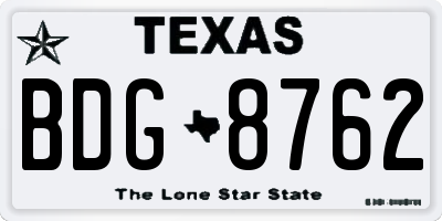 TX license plate BDG8762