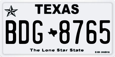 TX license plate BDG8765