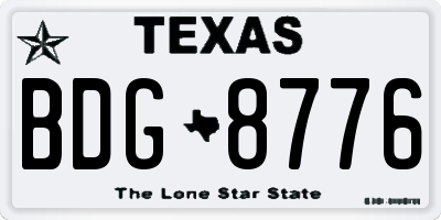 TX license plate BDG8776