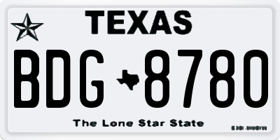 TX license plate BDG8780