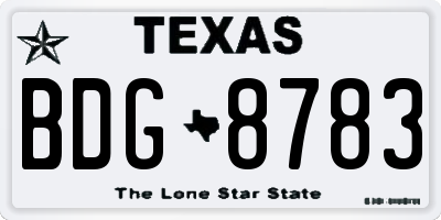TX license plate BDG8783