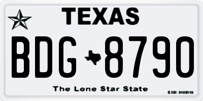 TX license plate BDG8790