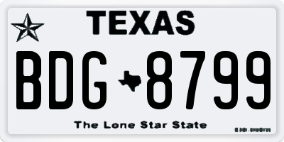 TX license plate BDG8799