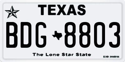 TX license plate BDG8803