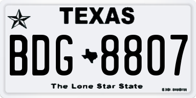TX license plate BDG8807