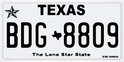 TX license plate BDG8809