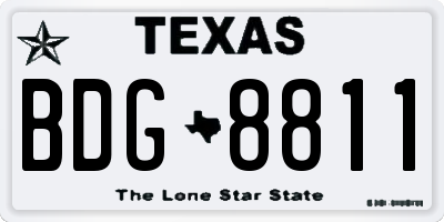 TX license plate BDG8811