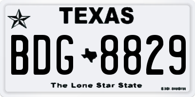 TX license plate BDG8829