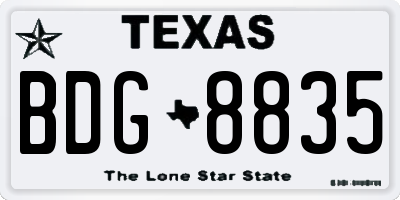 TX license plate BDG8835