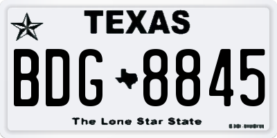 TX license plate BDG8845