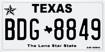 TX license plate BDG8849