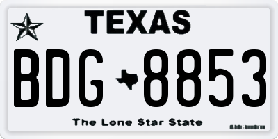TX license plate BDG8853