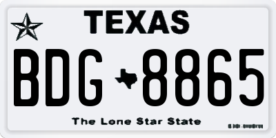 TX license plate BDG8865
