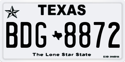 TX license plate BDG8872