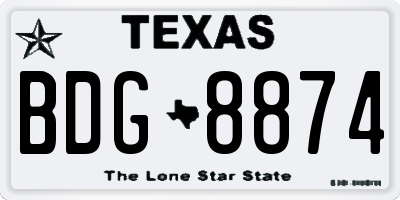 TX license plate BDG8874