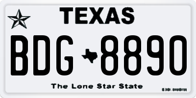 TX license plate BDG8890