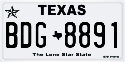 TX license plate BDG8891