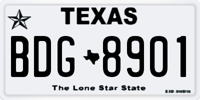 TX license plate BDG8901