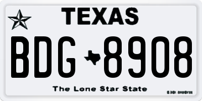 TX license plate BDG8908
