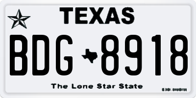 TX license plate BDG8918