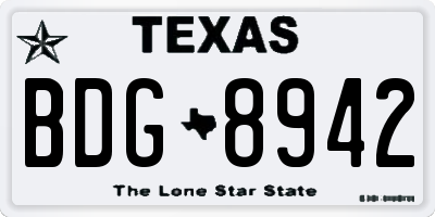 TX license plate BDG8942