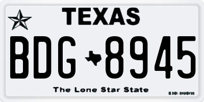 TX license plate BDG8945