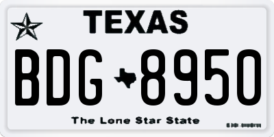 TX license plate BDG8950