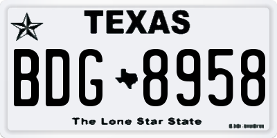 TX license plate BDG8958