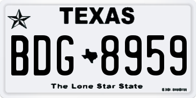 TX license plate BDG8959