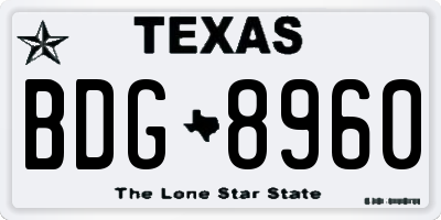TX license plate BDG8960
